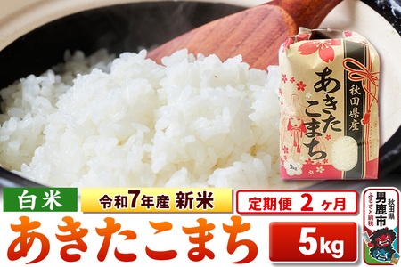 [定期便2ヶ月]令和7年産 新米 [白米]秋田県産 あきたこまち 5kg