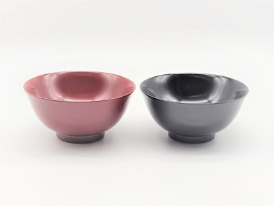 川連漆器 羽反飯椀 ペア 漆器 漆器 漆器 漆器 [佐藤豊八商店][H5802]