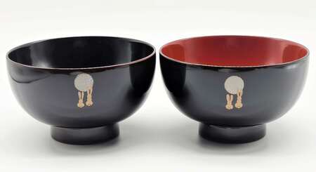 川連漆器 夫婦椀 月見うさぎ 漆器 漆器 [佐藤豊八商店][H5805]