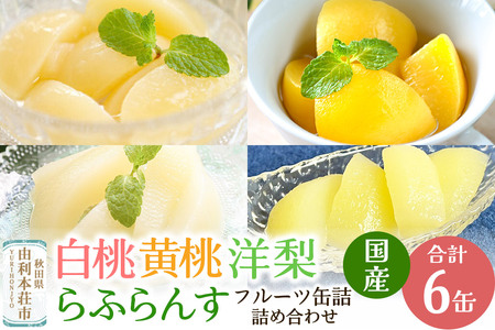 Sanuki 国産 フルーツ缶詰 4種6缶セット (スライス白桃・黄桃・洋梨・薄切りらふらんす)