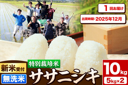 [新米受付]令和7年産[無洗米]特別栽培米 ササニシキ 10kg(5kg×2袋)秋田県産[2025年12月出荷]