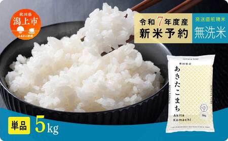 [先行予約] 無洗米 あきたこまち 令和7年産 5kg(5kg×1) 5kg袋 小分け 米 グルメ ふるさと こめ コメ 一人暮らし [秋田のこまち農場]