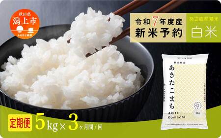 [先行予約] 白米 定期便 あきたこまち 令和7年産 5kg(5kg×1) × 3ヶ月 5kg袋 小分け 米 グルメ こめ コメ [秋田のこまち農場]