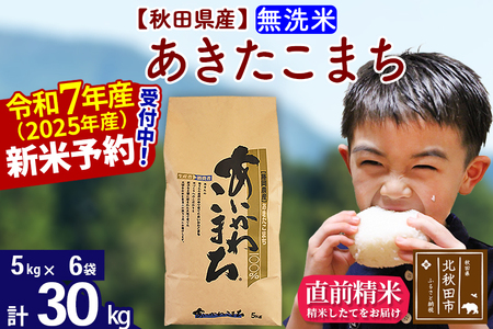 ※令和6年産 新米予約※秋田県産 あきたこまち 30kg【無洗米】(5kg小分け袋)【1回のみお届け】2024産 お米 藤岡農産