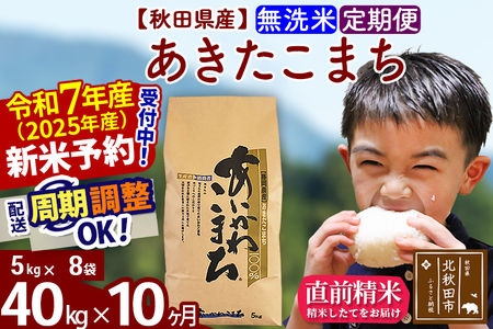 ※令和6年産 新米予約※《定期便10ヶ月》秋田県産 あきたこまち 40kg【無洗米】(5kg小分け袋) 2024年産 お届け周期調整可能 隔月に調整OK お米 藤岡農産