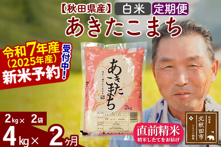 《定期便2ヶ月》秋田県産 あきたこまち 4kg【白米】(2kg小分け袋) 令和5年産 発送時期が選べる 隔月お届けOK お米 おおもり