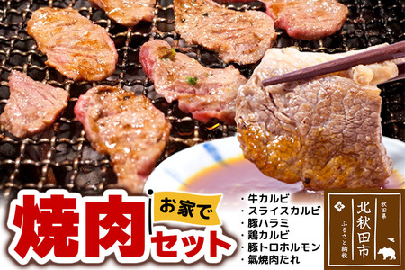 お家で焼肉2kgセット(牛カルビ、スライスカルビ、豚ハラミ、鶏カルビ、豚トロホルモン、元氣焼き肉たれ) 牛肉 豚肉 鶏肉 タレのバラエティセット