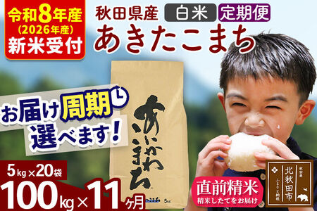 ※R8産 新米予約※ 《定期便11ヶ月》秋田県産 あきたこまち 100kg【白米】(5kg小分け袋) 2026年産 令和8年産 お届け周期調整可能 隔月に調整OK お米 藤岡農産