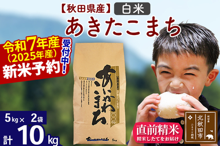 ※令和6年産 新米予約※秋田県産 あきたこまち 10kg【白米】(5kg小分け袋)【1回のみお届け】2024産 お米 藤岡農産