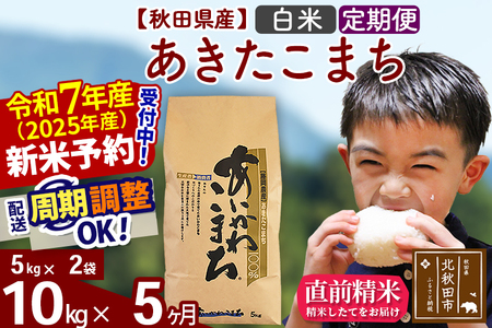 ※令和6年産 新米予約※《定期便5ヶ月》秋田県産 あきたこまち 10kg【白米】(5kg小分け袋) 2024年産 お届け周期調整可能 隔月に調整OK お米 藤岡農産