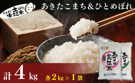食べ比べ 秋田県産 ひとめぼれ2kg・あきたこまち 2kg 計4kg セット 令和7年産 土づくり実証米 JAしんせい[ 精米 白米 米 コメ お米 おこめ ブランド米 ご飯 ごはん 低たんぱく 秋田 にかほ ]