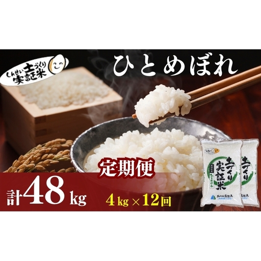 【新米先行予約　11月以降順次発送予定】定期便 全12回 ひとめぼれ 4kg(2kg×2)×12回 計48kg 令和8年産〈土づくり実証米〉JAしんせい【 精米 白米 米 コメ お米 ブランド米 ご飯 ごはん低たんぱく 秋田 にかほ 】