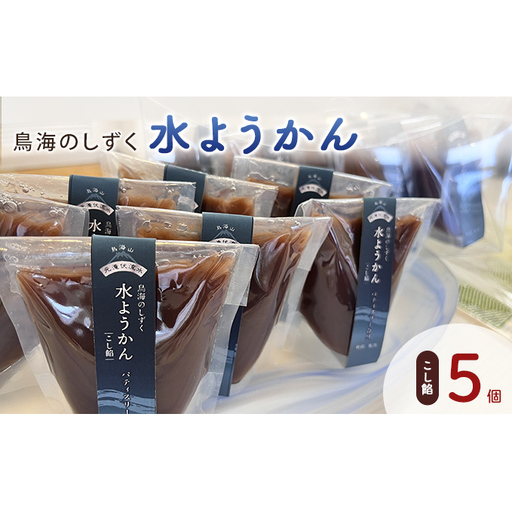 鳥海のしずく 水ようかん(こし餡)5個セット スタンドパック 涼和菓子