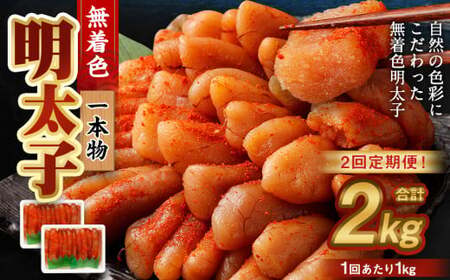 [2回定期便]無着色明太子 一本物 1kg(500g×2) めんたいこ 明太子 無着色 冷凍