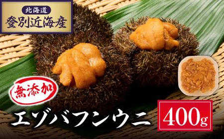 北海道 登別近海産 無添加 極上エゾバフンウニ 塩水パック 400g ※2025年6月下旬よりお届け　【ウニ うに 雲丹 エゾバフン 蝦夷馬糞 バフン 塩水 塩水パック】
