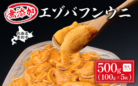 [ふるなび限定]無添加 極上エゾバフンウニ塩水パック 500g(100g×5パック) B:10月下旬〜11月下旬 FN-Limited
