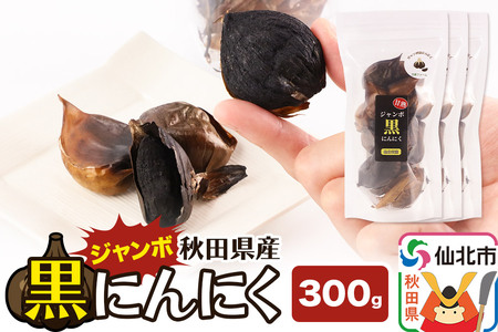 秋田県産 ジャンボ黒にんにく 300g（100g×3パック）