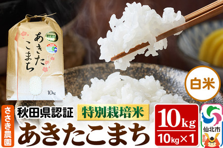 あきたこまち（白米）10kg×1袋 米 令和7年産 秋田県認証 特別栽培米　白米10kg　あきたこまち10kg