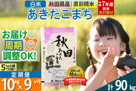 【白米】＜令和7年産 新米予約＞ 《定期便9ヶ月》秋田県産 あきたこまち 10kg (5kg×2袋)×9回 10キロ お米【お届け周期調整 隔月お届けも可】 新米