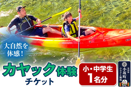 カヤック体験チケット 小・中学生 1名分 体験 アクティビティ 秋田県 小坂町