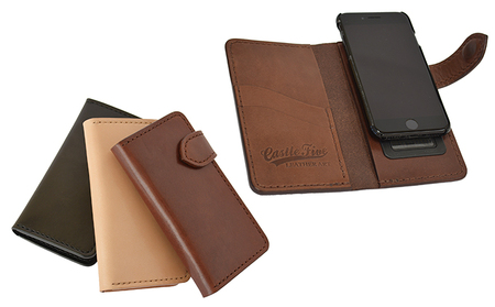 キャッスルファイブレザーアート レザーiPhoneXケース(黒・茶・ナチュラル) ナチュラル