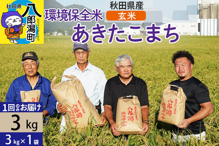 [玄米]令和7年産 秋田県産 あきたこまち 環境保全米 3kg (3kg×1袋)