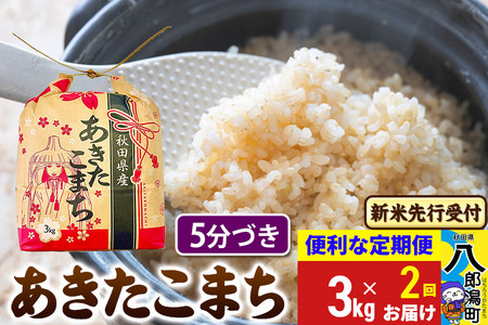 [令和7年産 新米受付][定期便2ヶ月]あきたこまち 3kg×1袋[5分づき]令和7年産 秋田県産 こまちライン