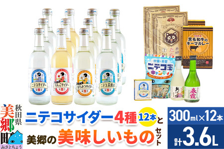 炭酸飲料 ニテコサイダー4種12本と美郷の美味しいものセット