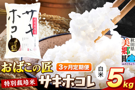 [定期便3ヶ月]令和7年産 おばこの匠 秋田県産サキホコレ 5kg×3回 計15kg(白米)5kg袋 お米