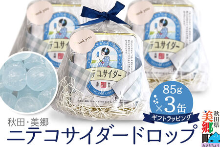 ニテコサイダードロップ 85g×3缶セット あきた美郷づくり ギフト 秋田県 美郷町 名水