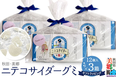 ニテコサイダーグミ 12個×3袋セット あきた美郷づくり ギフト 秋田県 美郷町 名水