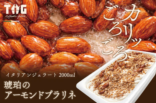 ジェラート ジェラテリア TiG(ティグ)イタリアンジェラート 琥珀のアーモンドプラリネ 2000ml (2L) 大容量 無着色 無香料 秋田 美郷町