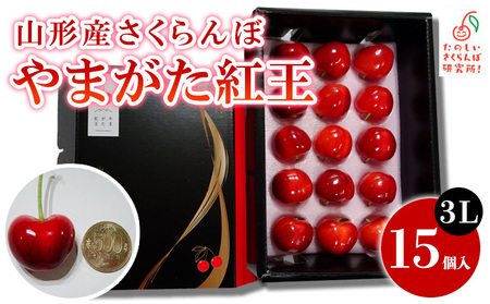 さくらんぼ やまがた紅王 3L 15個入【令和7年産先行予約】 FS24-077 くだもの 果物 フルーツ 山形 山形県 山形市 2025年産