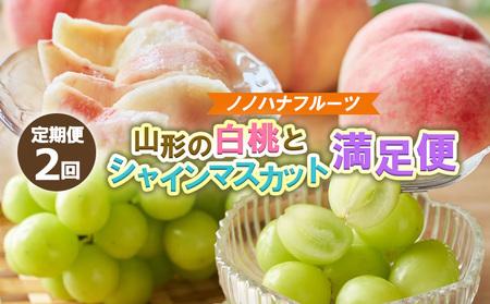 [定期便2回]山形の白桃4.5kgと大粒シャインマスカット1.8kg (2〜4房) 山形直送便[令和8年産先行予約]FS25-075
