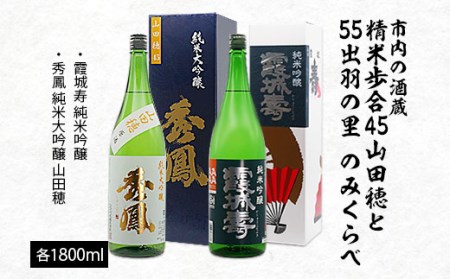 市内の酒蔵精米歩合45山田穂と55出羽の里のみくらべ 1800ml×2本 FZ20-424