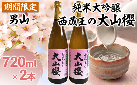 『期間限定』男山 純米大吟醸 西蔵王の大山櫻 720ml×2本【令和8年3月中旬～発送】 FZ22-919