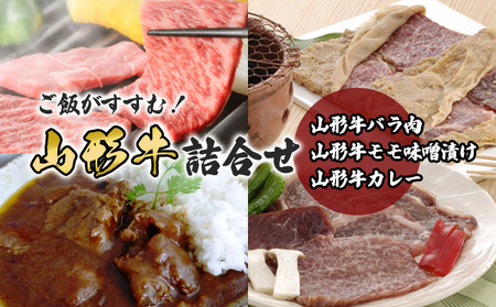 ご飯がすすむ!山形牛詰合せ(山形牛バラ肉350g・山形牛モモ味噌漬け250g・山形牛カレー2箱) 黒毛和牛・肉・ブランド牛 FY23-455