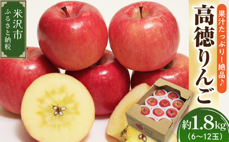 [先行予約]令和8年産 高徳りんご 秀以上 6玉〜12玉 約1.8kg
