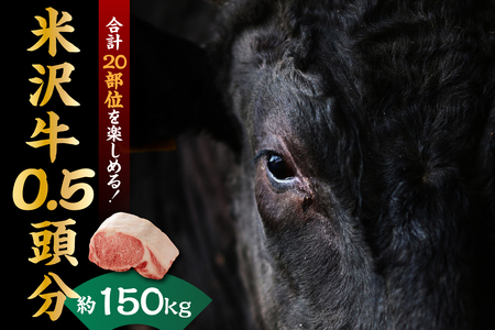 [ A5等級 ] 米沢牛 0.5頭 20部位 ブランド牛 〔 冷凍配送 〕 米沢市肥育[yo030-r7-a042]