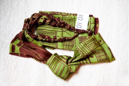 袋ストール(街)/緑×ボルドー 鶴岡シルク(株)