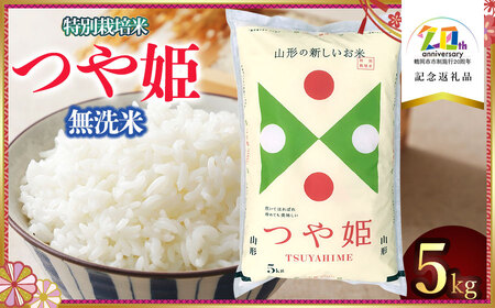 [令和6年産] 特別栽培米つや姫 無洗米 5kg(5Kg×1袋) 山形県 鶴岡市産 米食味鑑定士お薦め [市制施行20周年記念返礼品]