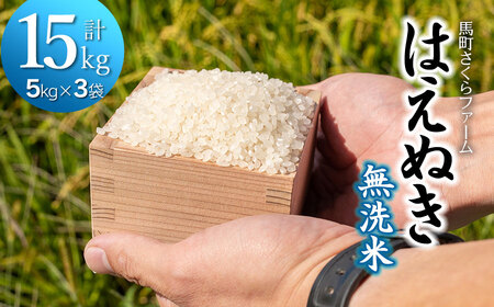 [令和7年産] 馬町さくらファームのはえぬき 無洗米 15kg(5kg×3袋) K-7147 | 米 お米 コメ こめ 15キロ ご飯 ごはん ブランド米 国産 美味しい おいしい 返礼品