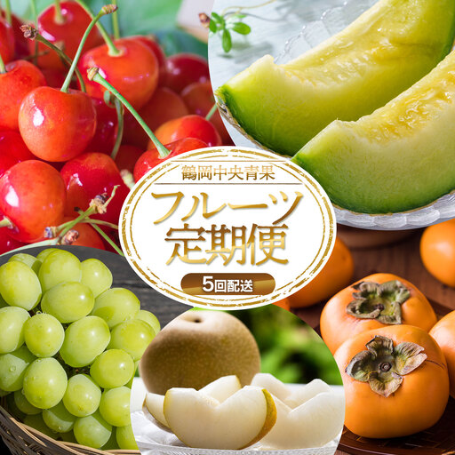 [令和8年産先行予約] フルーツの定期便[5回お届け] 山形県鶴岡市 鶴岡中央青果 | 果物定期便 果物 くだもの フルーツ サクランボ メロン 梨 シャインマスカット 庄内柿 旬 2026年産 人気 美味しい お取り寄せ 返礼品