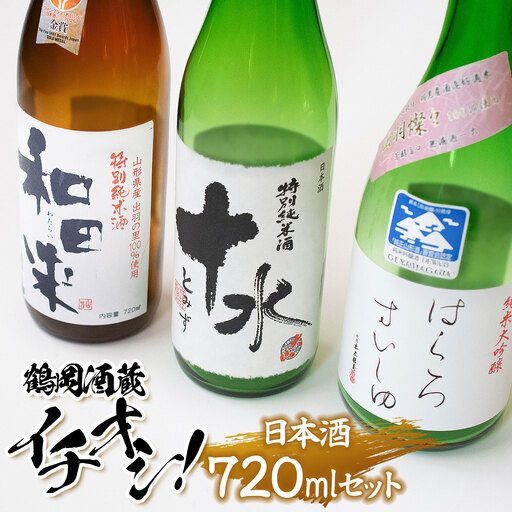 鶴岡酒蔵イチオシ　日本酒 720mlセット 【渡會本店・加藤嘉八郎酒造・竹の露】720ml×1本×3種類　山形県鶴岡市　K35-878　| 酒 お酒 地酒 飲み比べ 日本酒セット 地酒セット 和田来 十水 はくろすいしゅ 贈り物 贈答 お礼 プレゼント ギフト ご当地 特産品 おすすめ 人気 返礼品