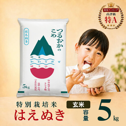 [令和7年産] 特別栽培米 はえぬき 玄米 5kg (5kg×1袋) 山形県 庄内産 