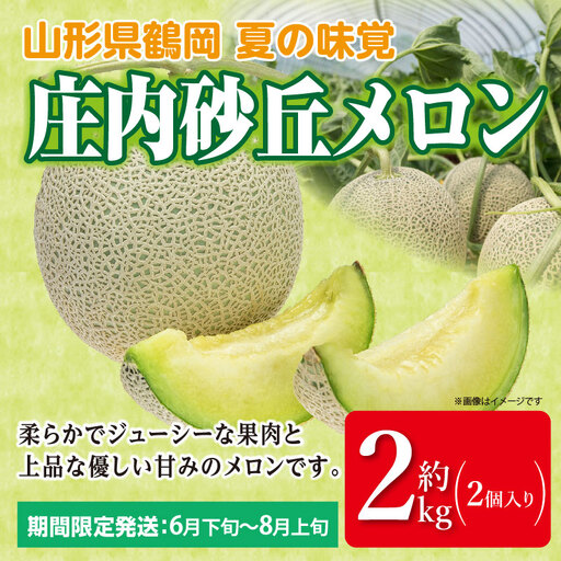 [令和8年産]庄内砂丘メロン 約2kg 2L〜3Lサイズ (2個入り)アンデスメロン サンエイファーム 