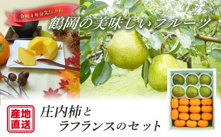 鶴岡の美味しいフルーツ★庄内柿とラフランスのセット