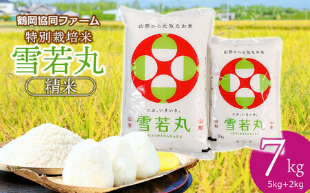 [令和7年産先行予約] 特別栽培米雪若丸 7kg (5kg+2kg) 山形県鶴岡産 鶴岡協同ファーム