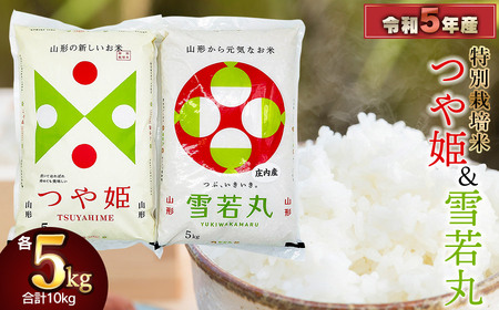 [令和5年産] 特別栽培米つや姫5kg+雪若丸5kgセット 鶴岡米穀商業協同組合