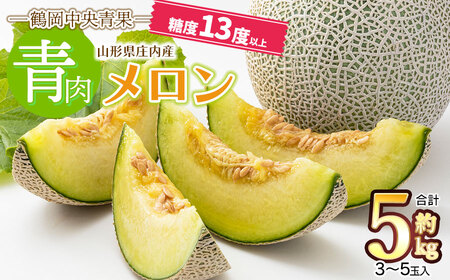 [令和7年産]庄内産メロン [青肉]3〜5玉 約5kg 糖度13度以上 鶴岡中央青果